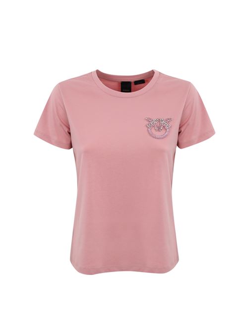 T-shirt con ricamo gioiello Nambrone in cotone rosa PINKO | 103320 A24EQ08